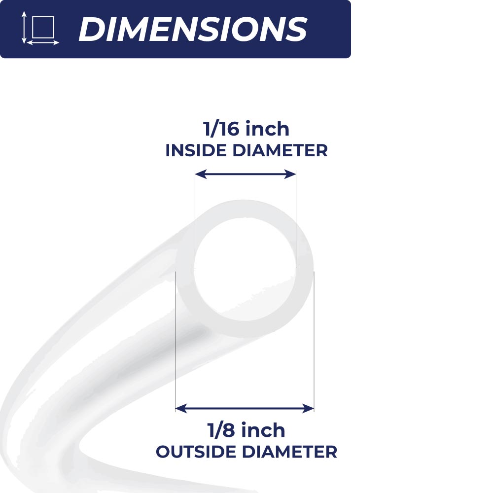 Clear Flexible 1/16" ID x 1/8" OD Vinyl Tubing
