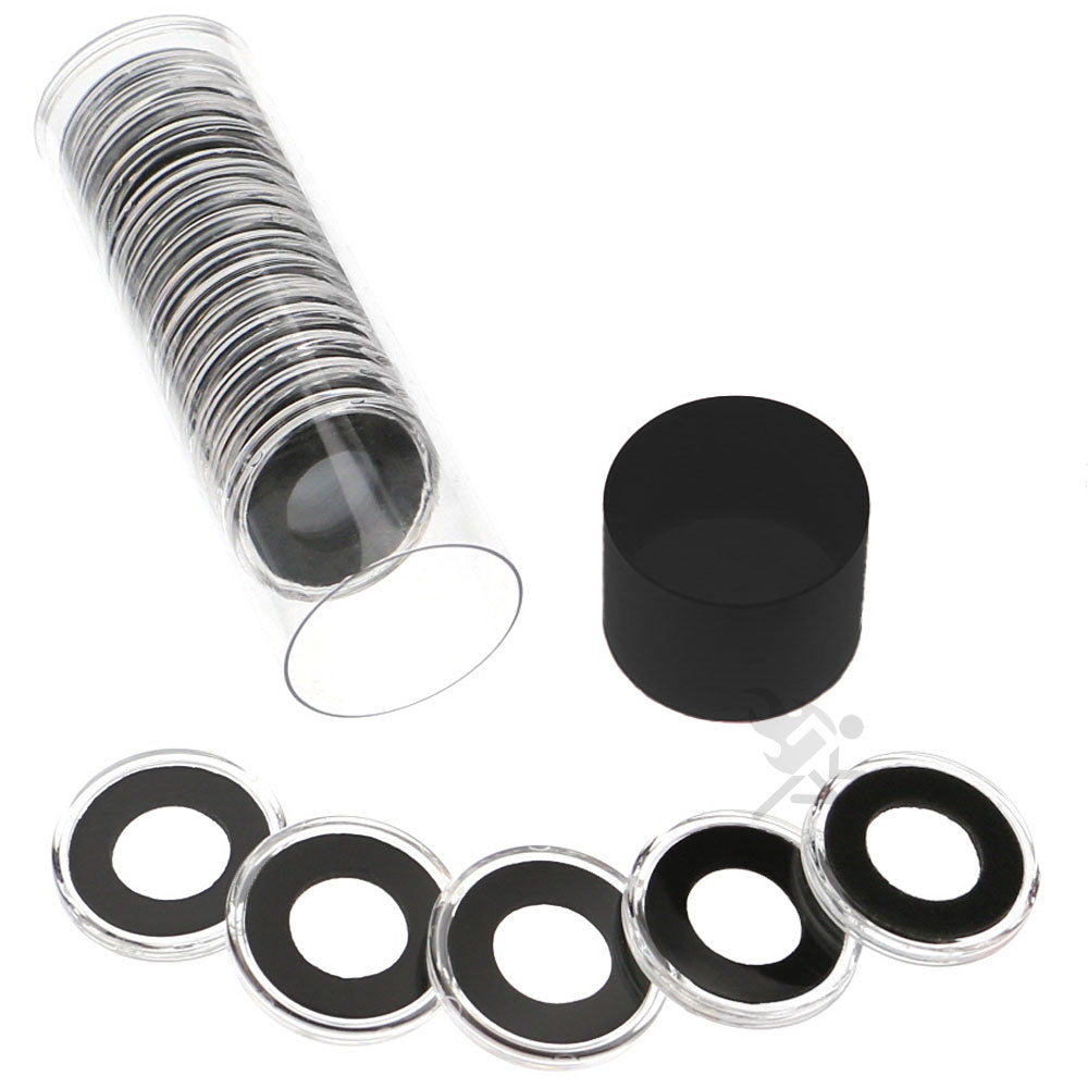 Capsule Tube & 20 Ring Fit 15mm Coin Holders for Half Dimes