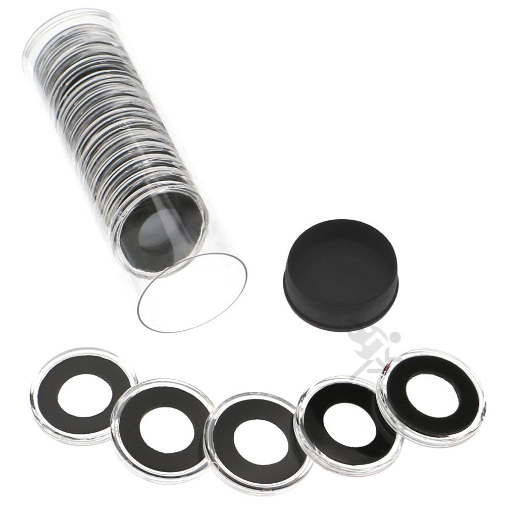 Capsule Tube & 20 Ring Fit 15mm Coin Holders for Half Dimes