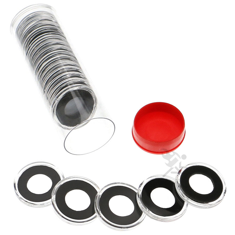 Capsule Tube & 20 Ring Fit 15mm Coin Holders for Half Dimes