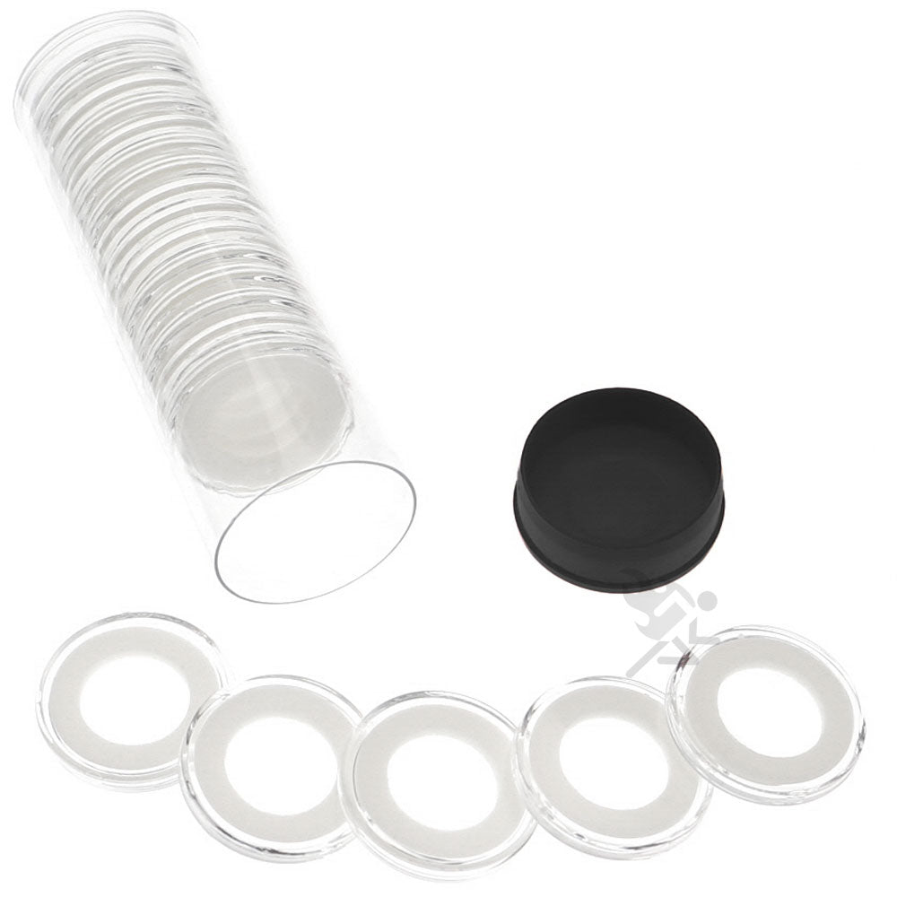 Capsule Tube & 20 Ring Fit 17mm Coin Holders for Russian 10 Kopeks