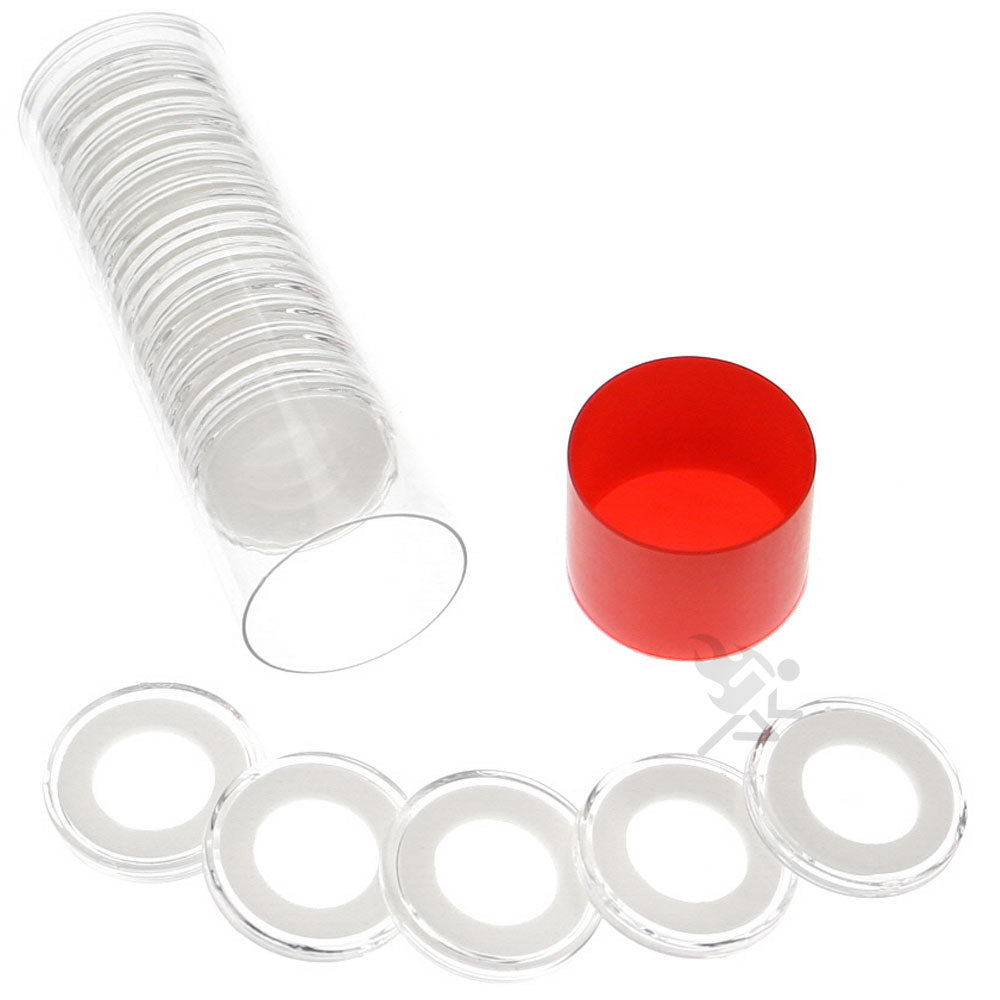 Capsule Tube & 20 Ring Fit 17mm Coin Holders for Russian 10 Kopeks