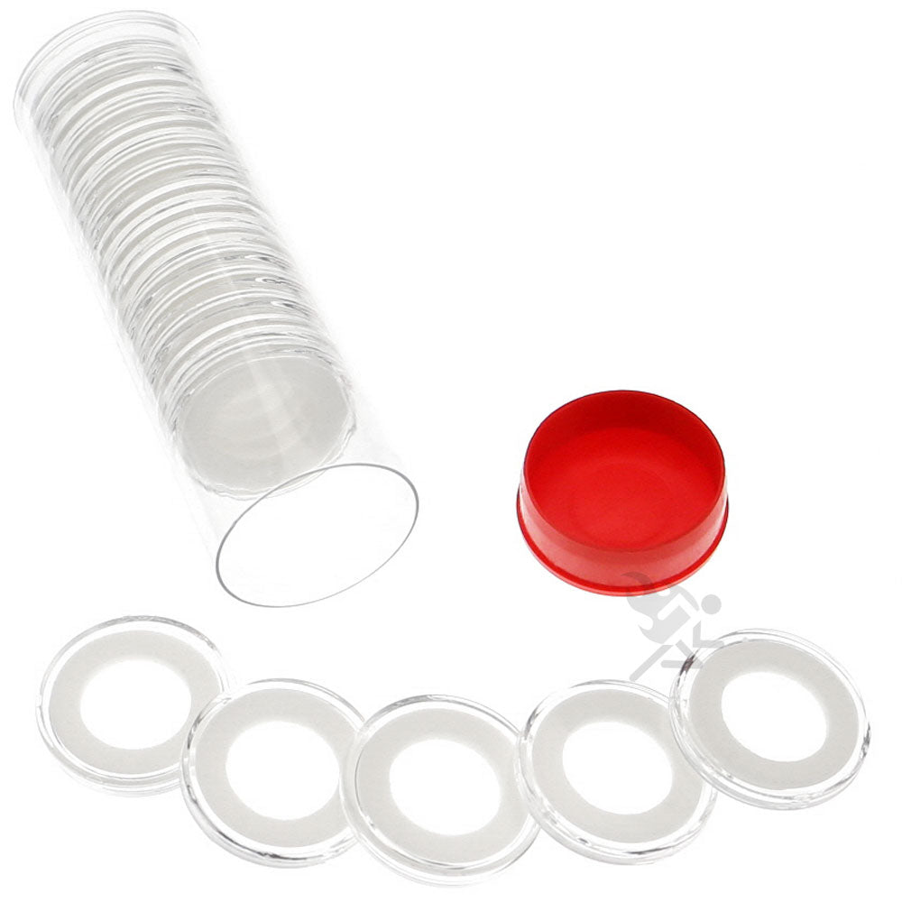 Capsule Tube & 20 Ring Fit 17mm Coin Holders for Russian 10 Kopeks