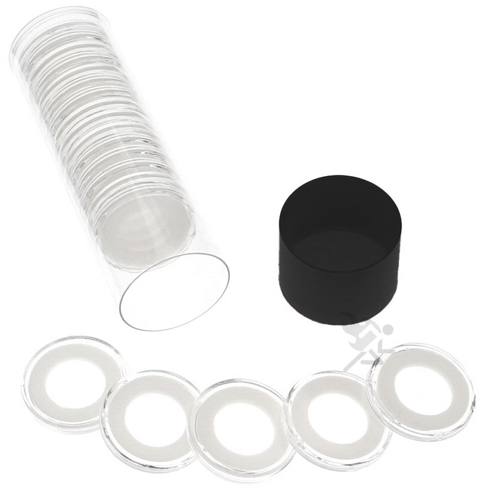 Capsule Tube & 20 Ring Fit 17mm Coin Holders for Russian 10 Kopeks