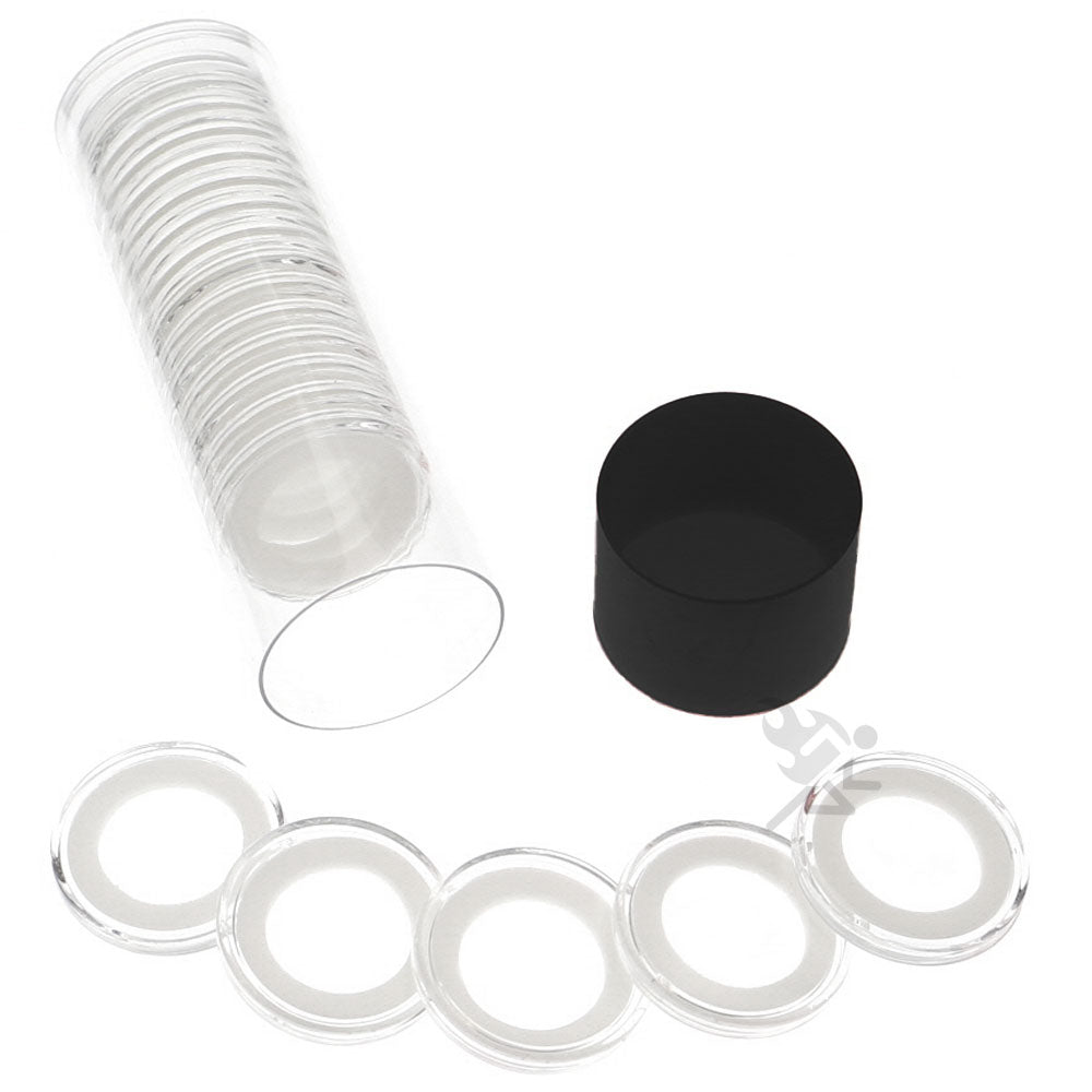 Capsule Tube & 20 Ring Fit 19mm Coin Holders for US Penny/Cent