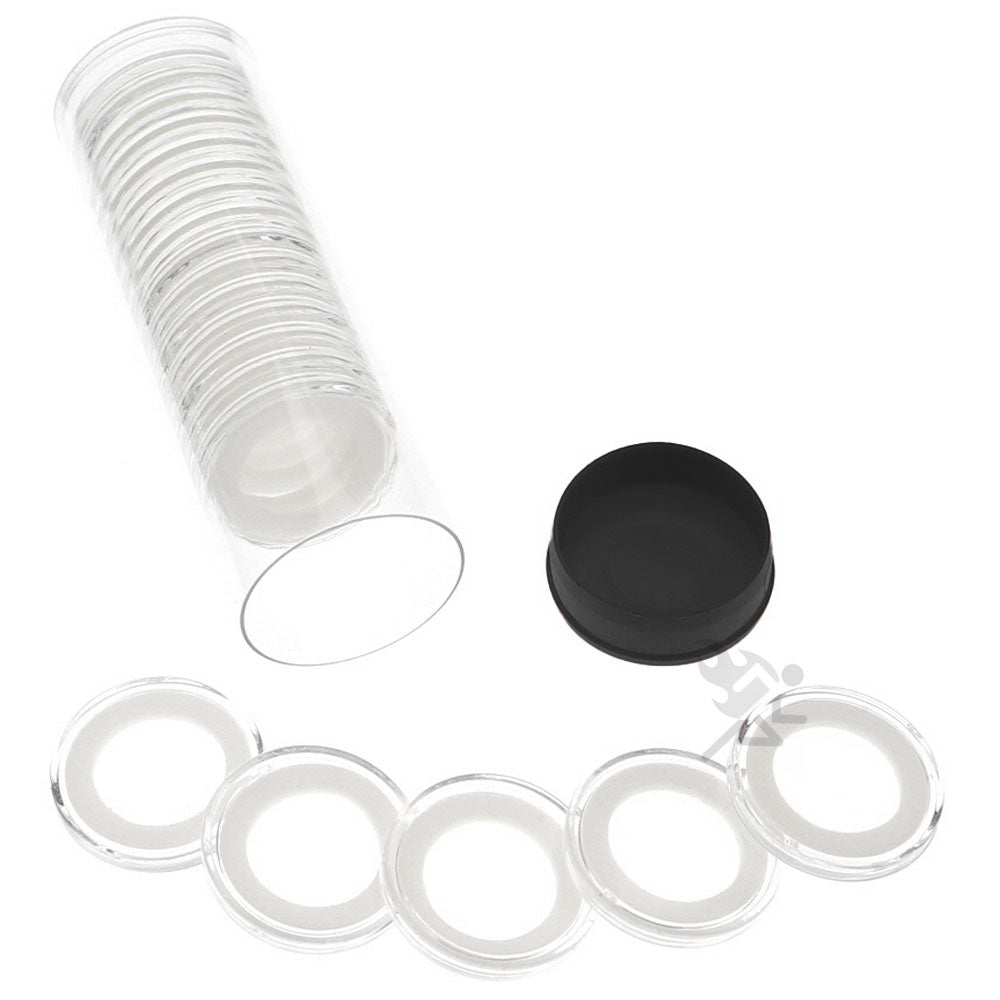 Capsule Tube & 20 Ring Fit 19mm Coin Holders for US Penny/Cent