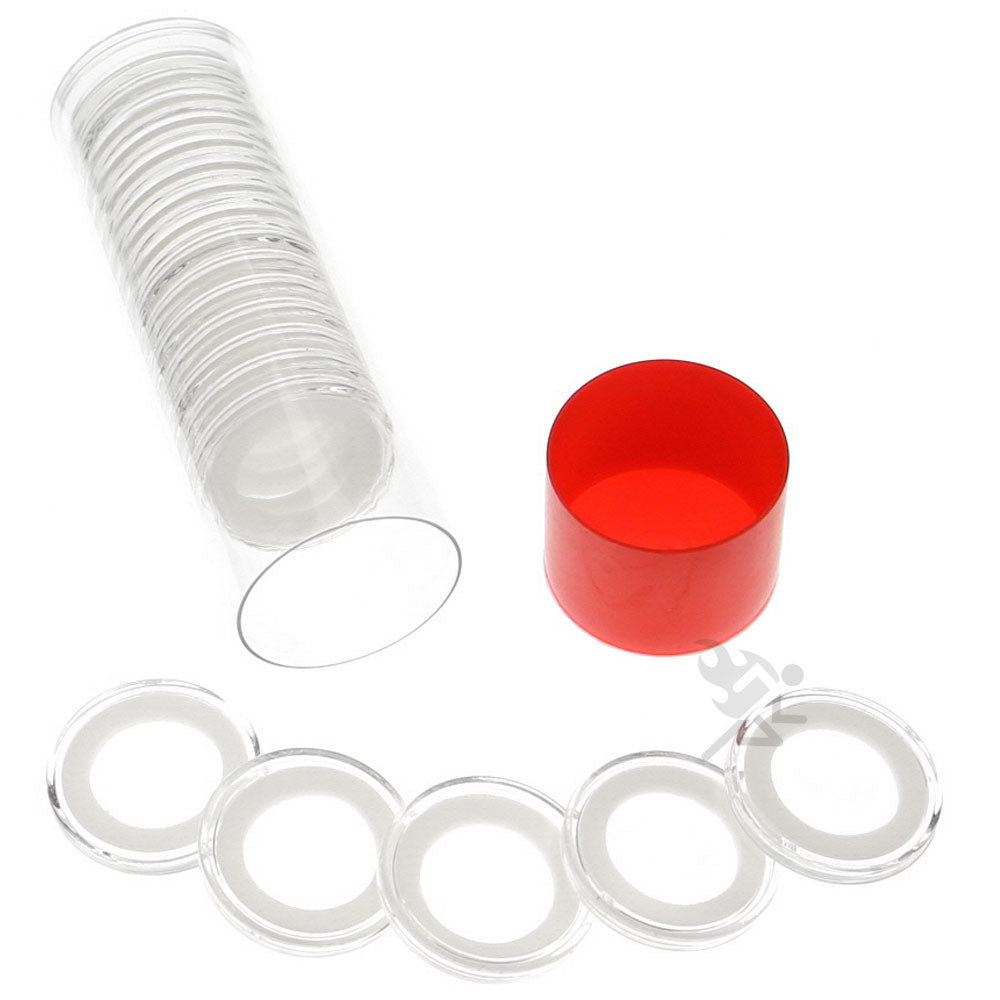 Capsule Tube & 20 Ring Fit 19mm Coin Holders for US Penny/Cent