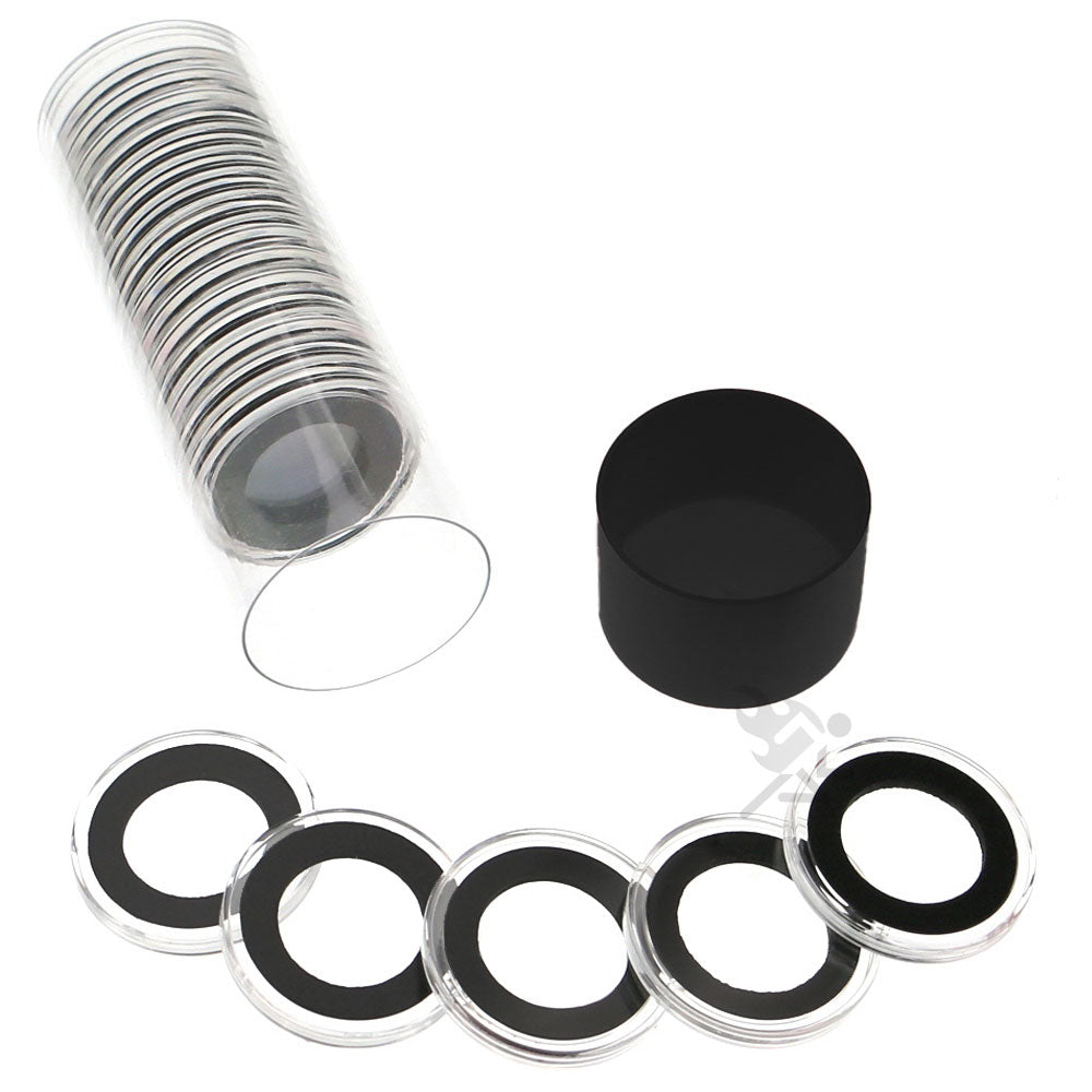 Capsule Tube & 20 Ring Fit 21mm Coin Holders for US Nickels