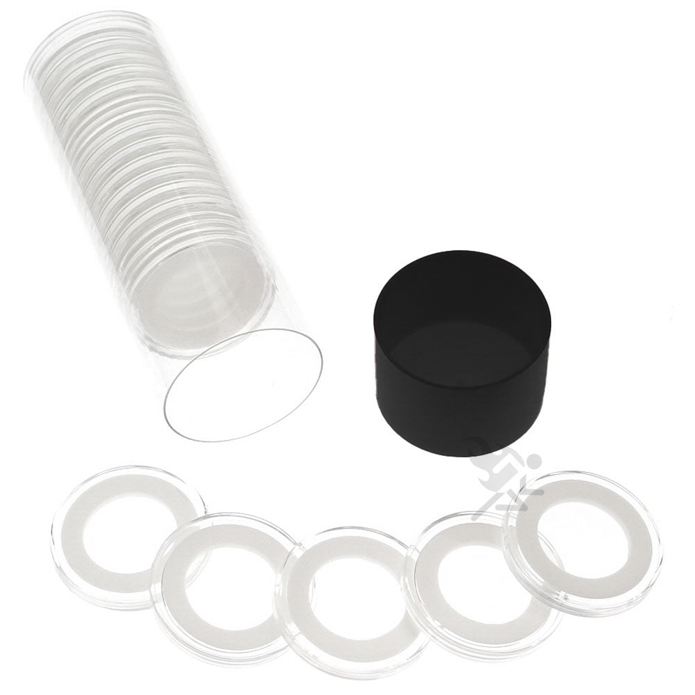 Capsule Tube & 20 Ring Fit 21mm Coin Holders for US Nickels