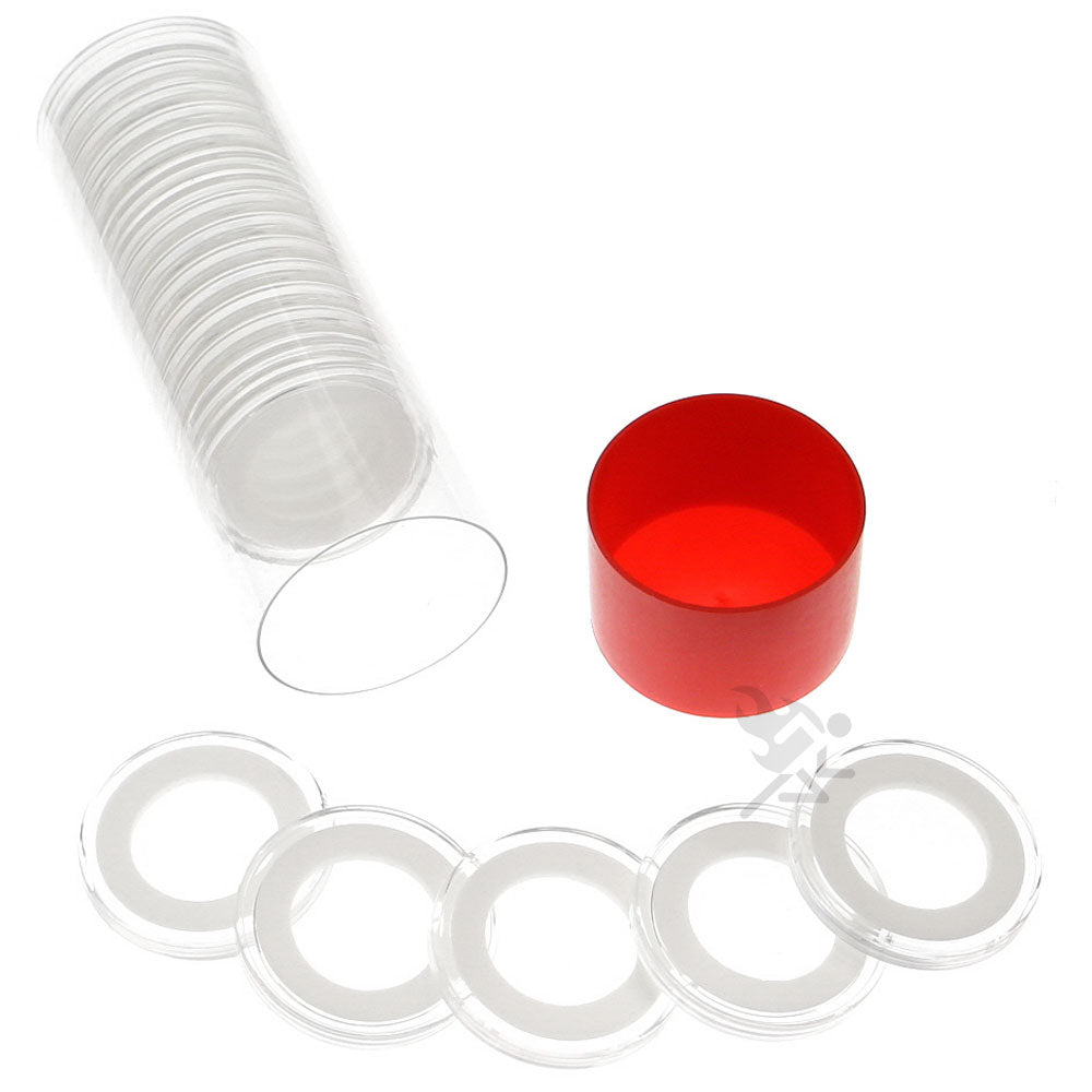 Capsule Tube & 20 Ring Fit 21mm Coin Holders for US Nickels