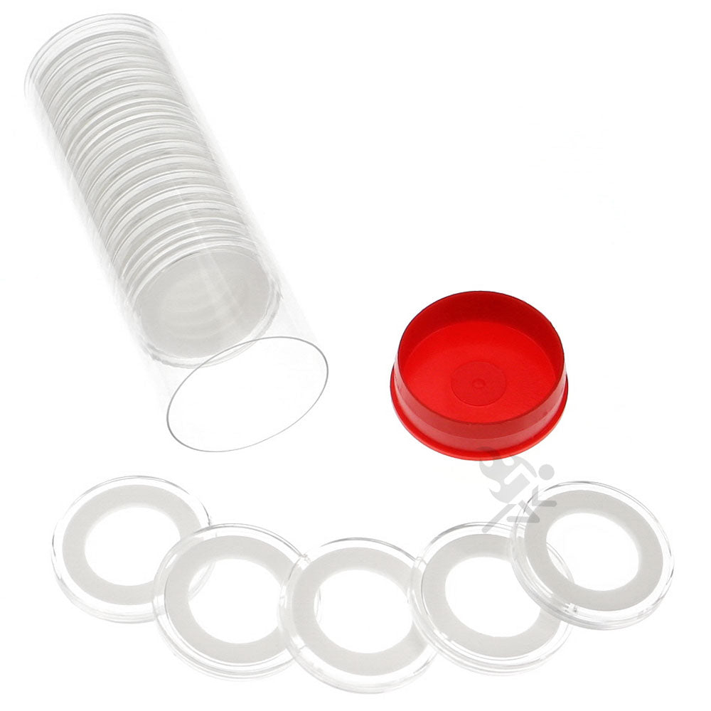 Capsule Tube & 20 Ring Fit 21mm Coin Holders for US Nickels