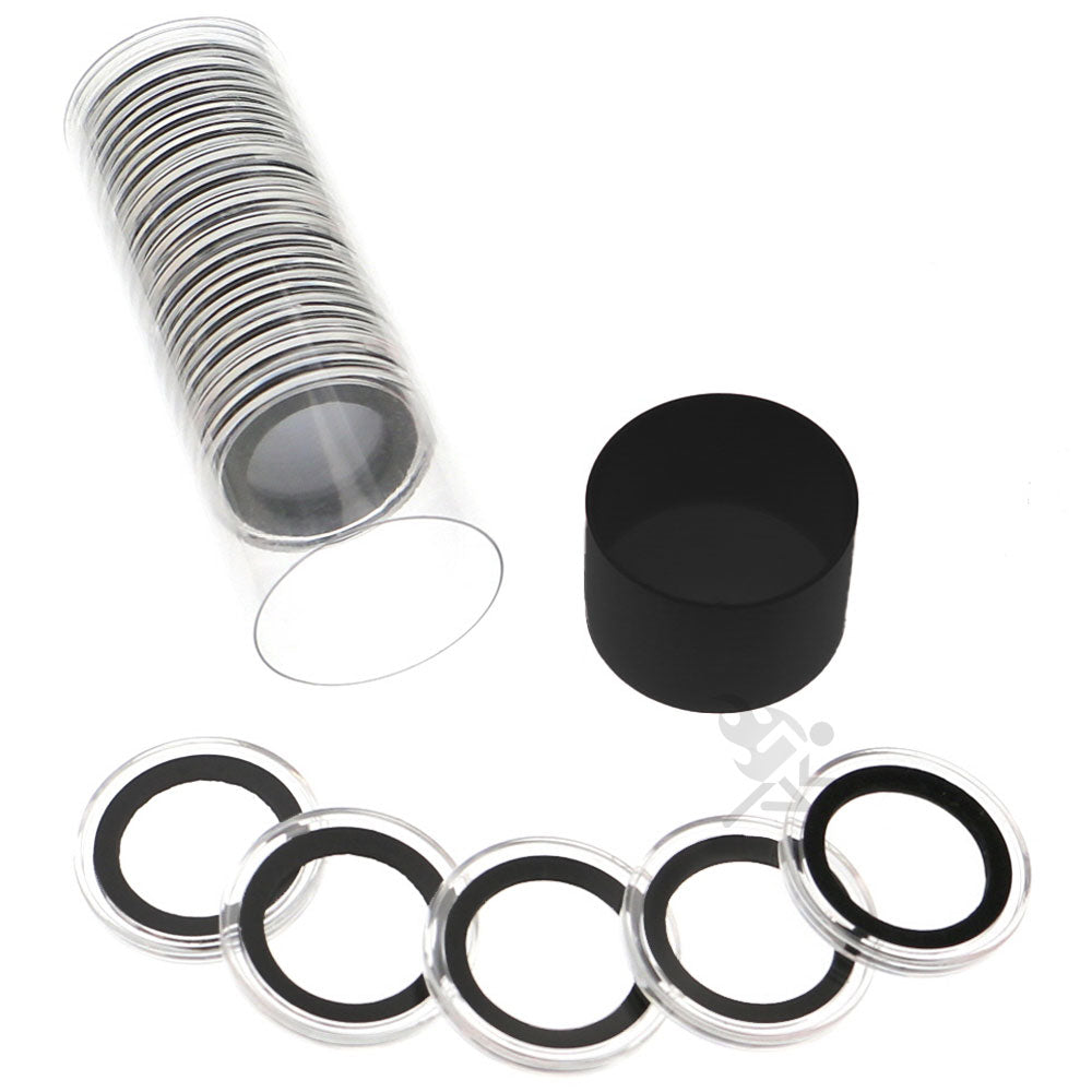 Capsule Tube & 20 Ring Fit 24mm Coin Holders for US Quarters