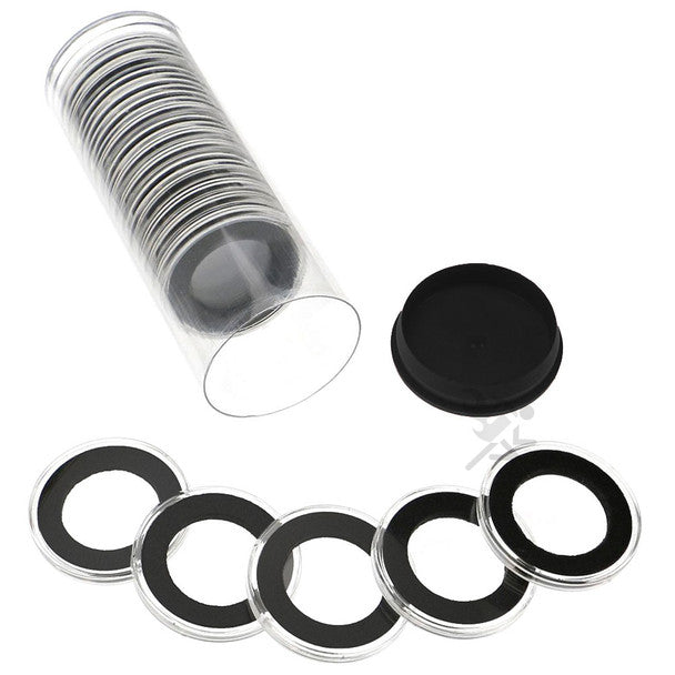 Capsule Tube & 20 Ring Fit 18mm Coin Holders for US Dimes