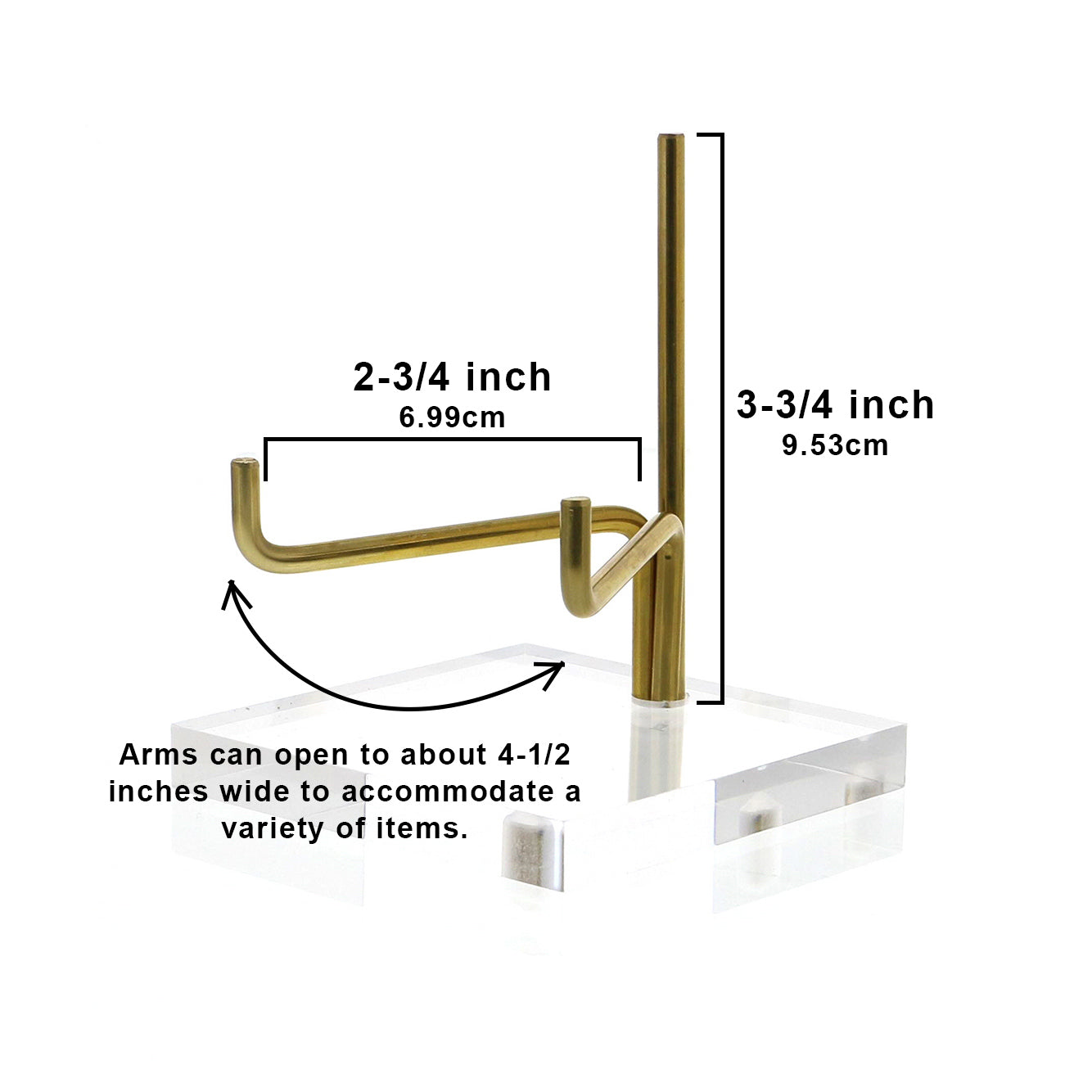 4-1/4" Adjustable Metal Arm Display Stand Easel with Acrylic Base