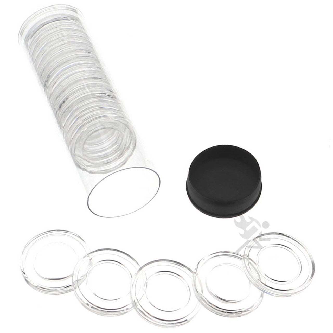 Capsule Tube & 20 Direct Fit 18mm Coin Holders for US Dimes