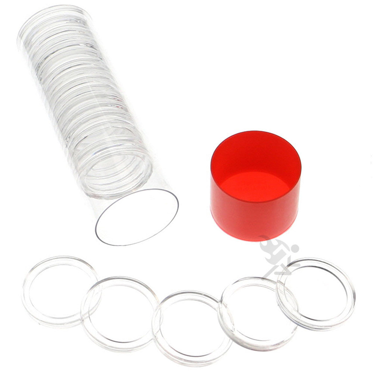 Capsule Tube & 20 Direct Fit 24.3mm Coin Holders for US Quarters