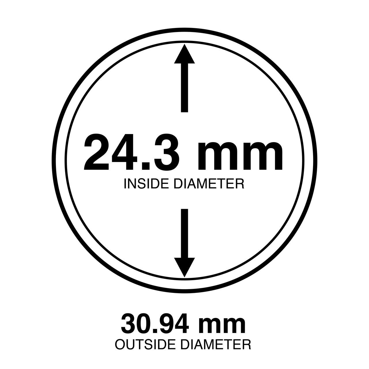 Capsule Tube & 20 Direct Fit 24.3mm Coin Holders for US Quarters