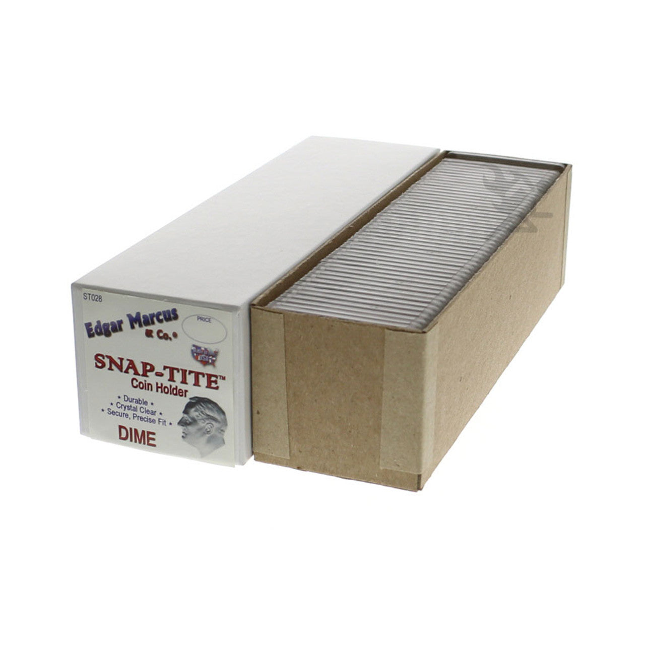 Edgar Marcus Snap-Tite 2x2 Plastic Coin Holders for Dime, 25 ct Box