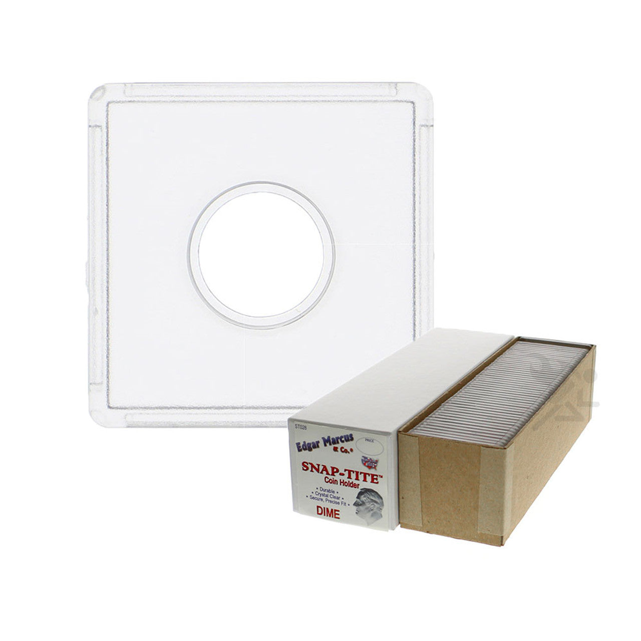 Edgar Marcus Snap-Tite 2x2 Plastic Coin Holders for Dime, 25 ct Box