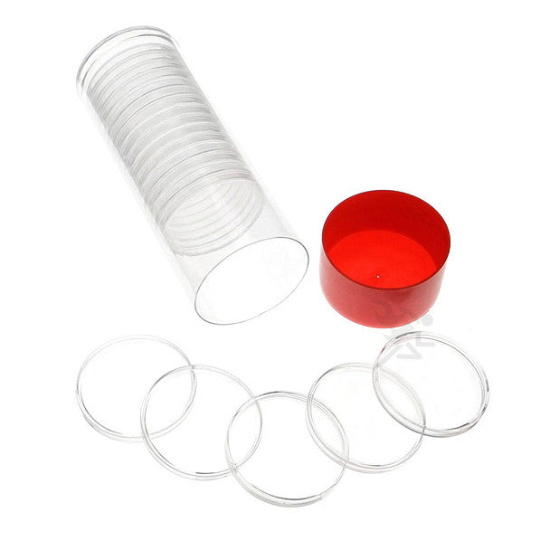 Capsule Tube & 20 Direct Fit 40.6mm Coin Holders for 1oz Silver Eagles