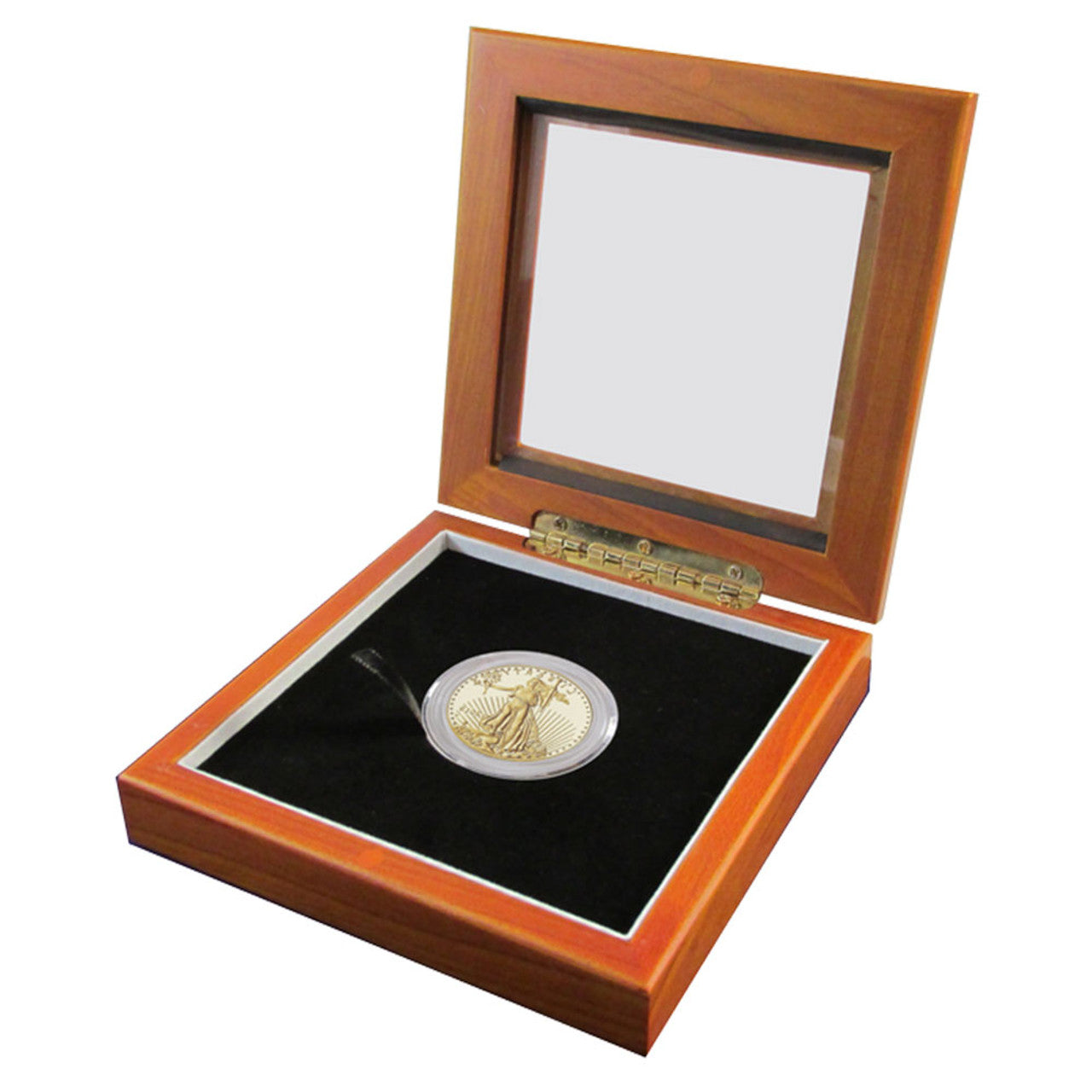 Guardhouse 5x5 Glass-Top Wood Display Box Holds One Air-Tite H Capsule