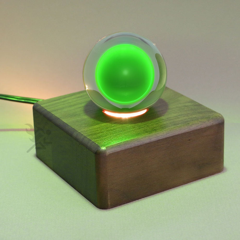 Walnut Lighted Display Box with 1-1/4" Hole for Glass, Minerals, & Spheres