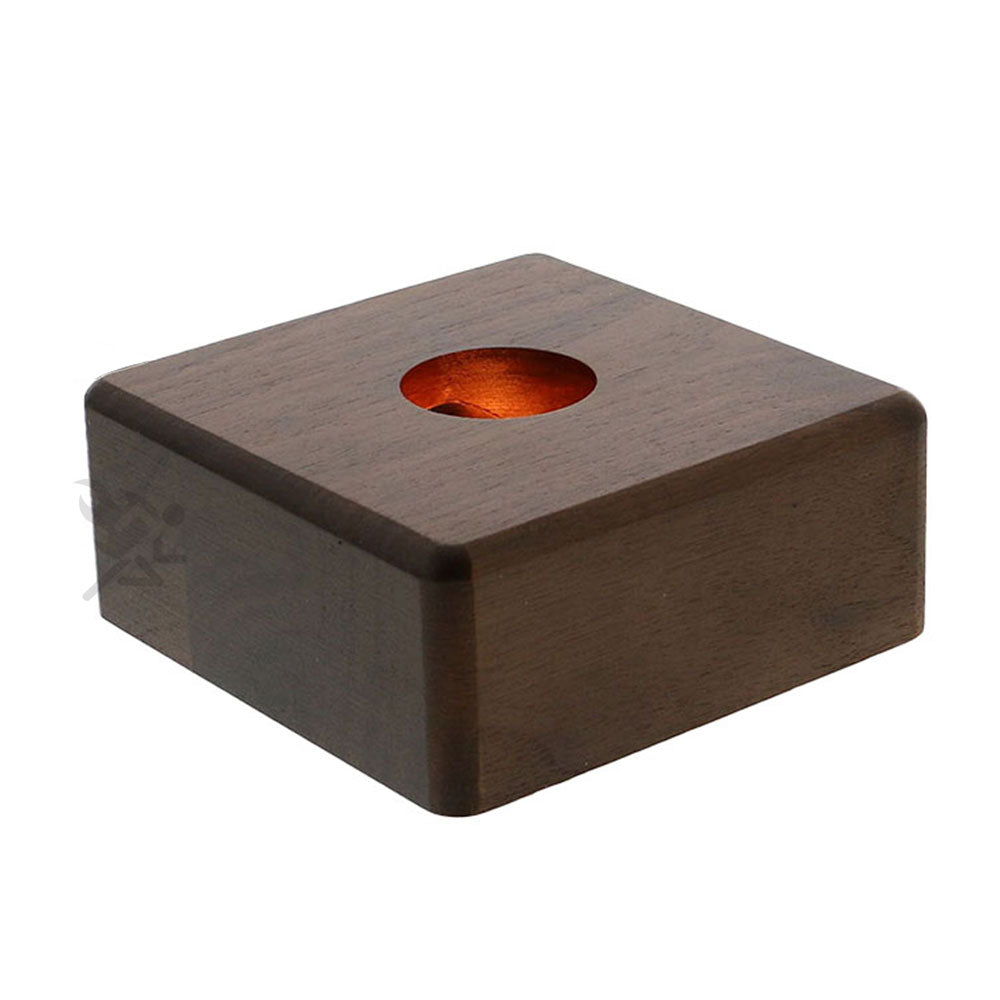 Walnut Lighted Display Box with 1-1/4" Hole for Glass, Minerals, & Spheres