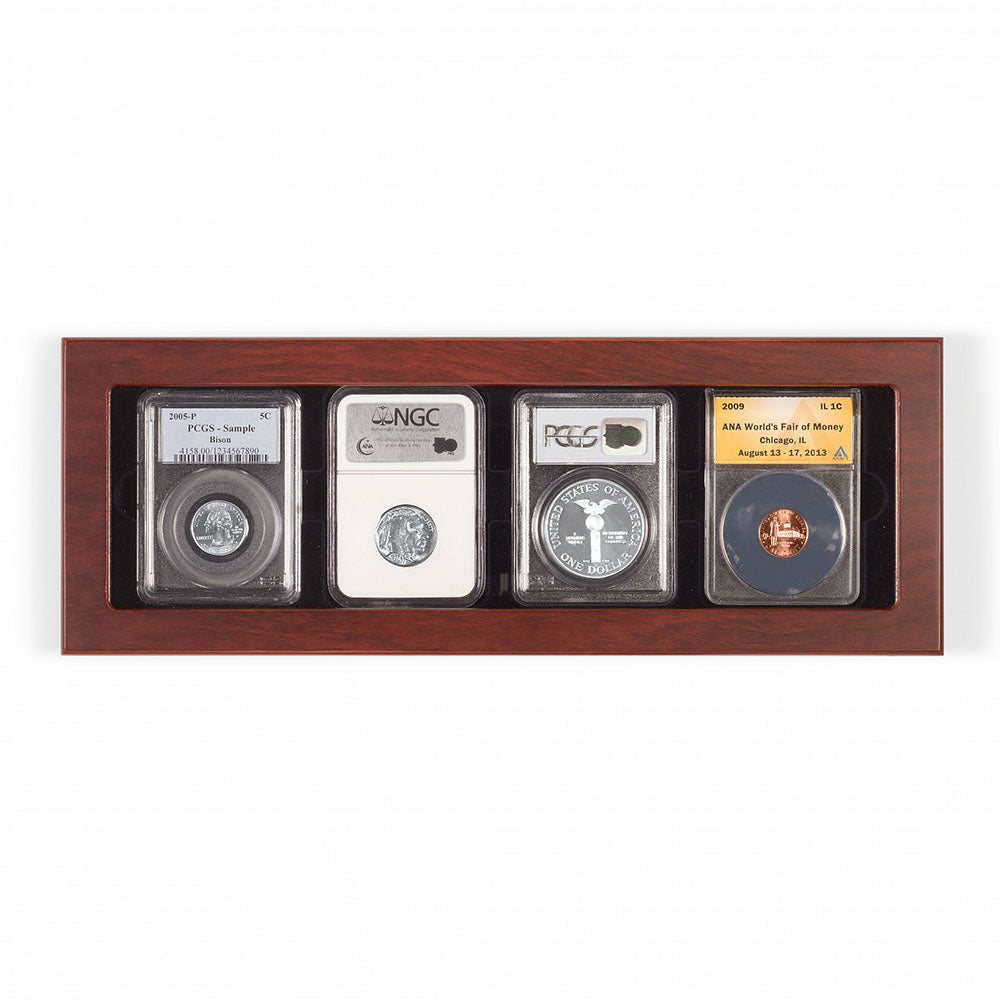 Lighthouse Mahogany Slab Presentation Box for 4 Certified Coins