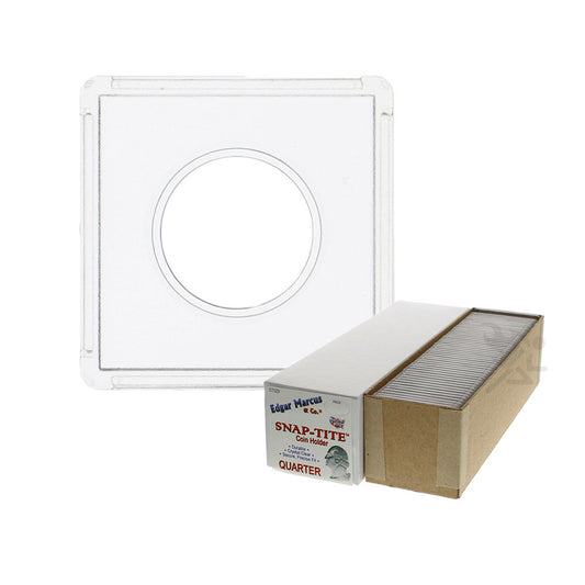 Snap-Tite 2x2 Plastic Coin Holders for Quarter, 25ct Box