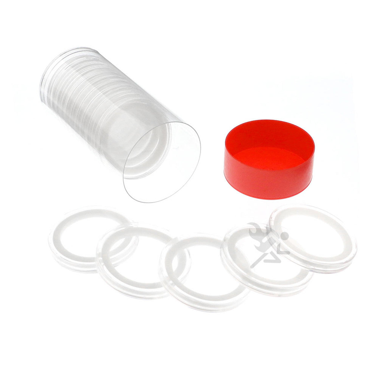 Capsule Tube & 15 Ring Fit X39mm Coin Holders for Medallions & Challenge Coins
