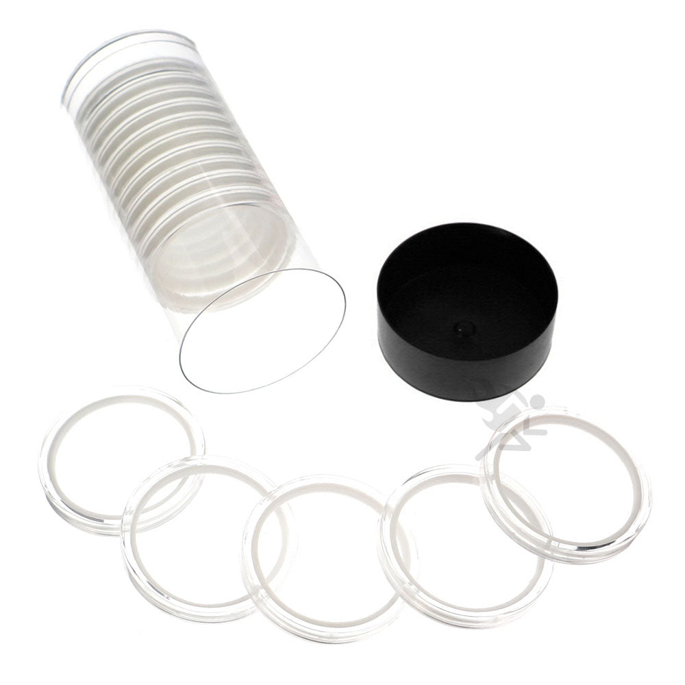 Capsule Tube & 15 Ring Fit X44mm Coin Holders for 1oz Lunar Series 2