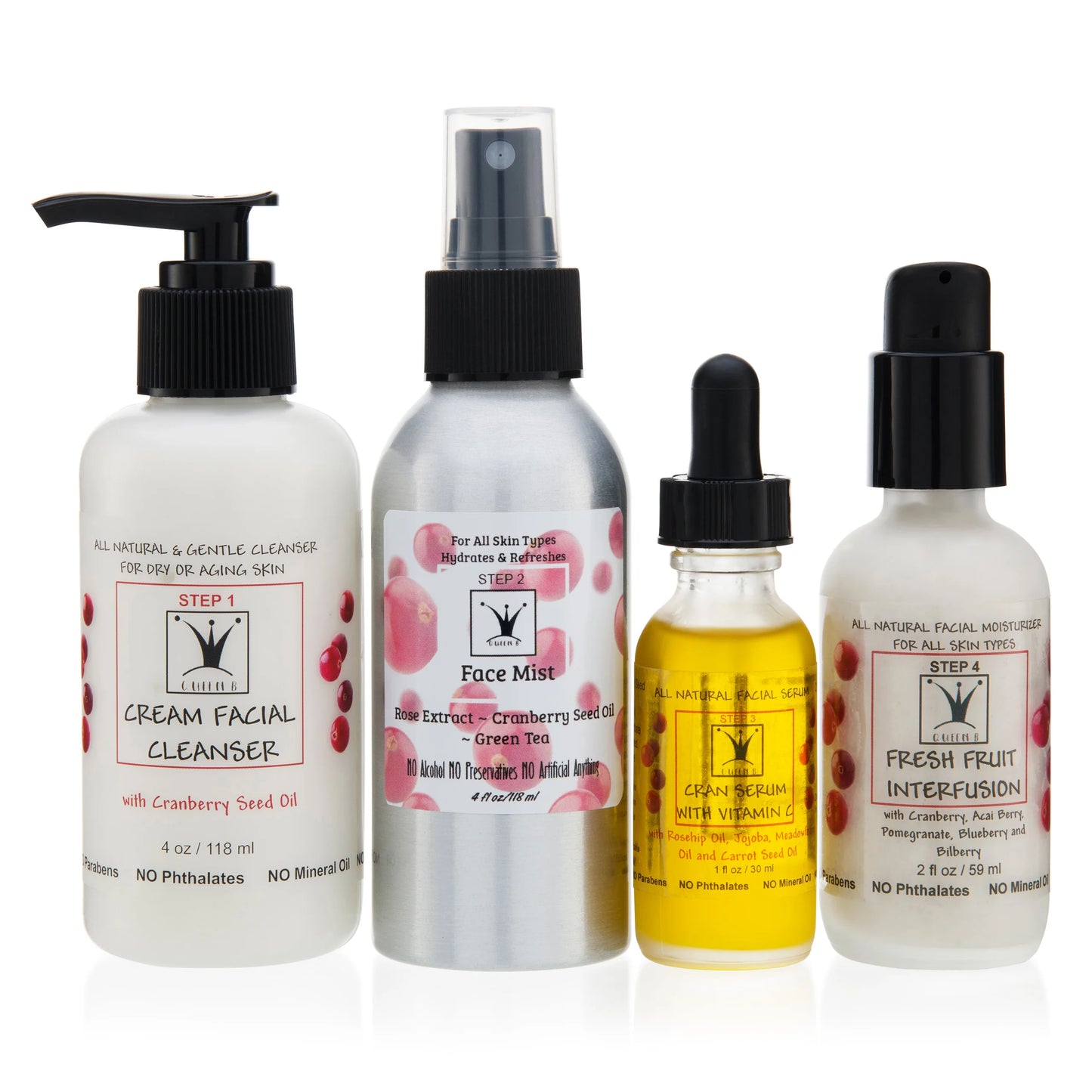 Queen B All Natural Face Care 4 Step Complete Set