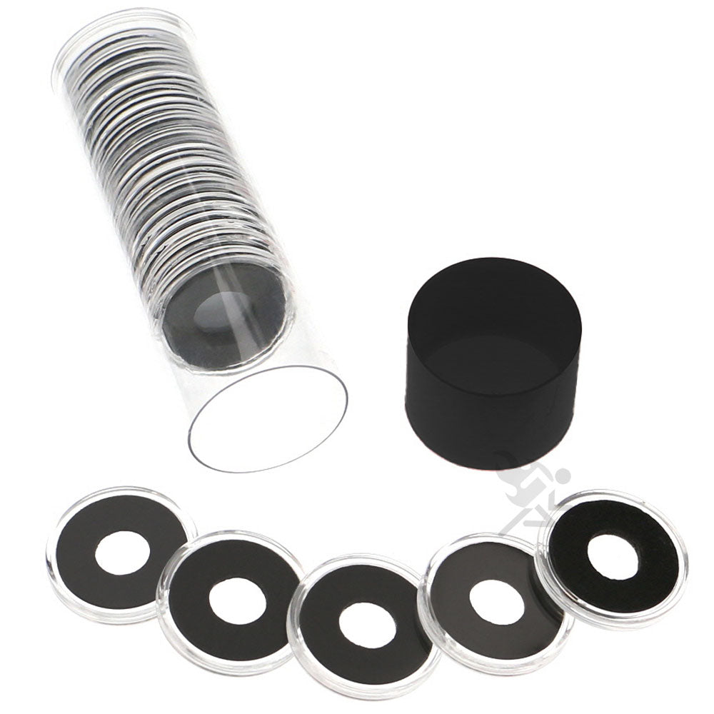 Capsule Tube & 20 Ring Fit 11mm Coin Holders