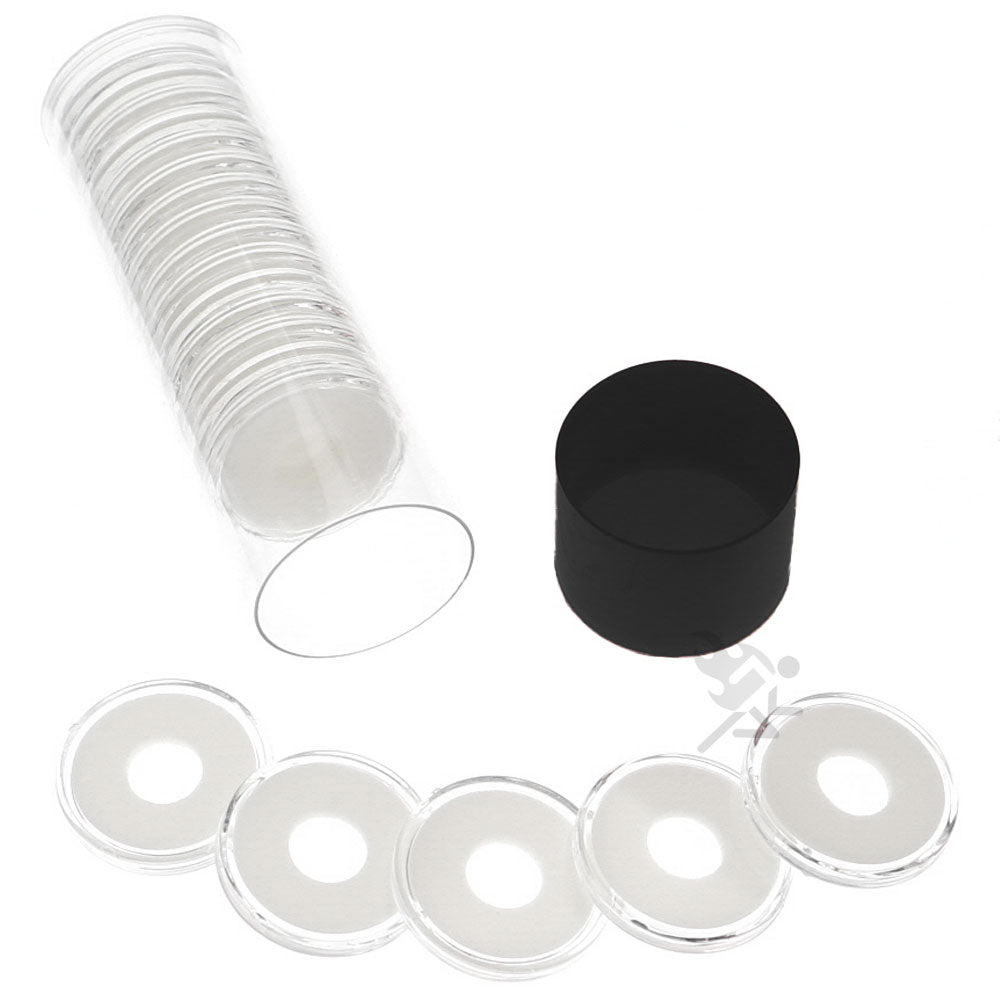 Capsule Tube & 20 Ring Fit 11mm Coin Holders