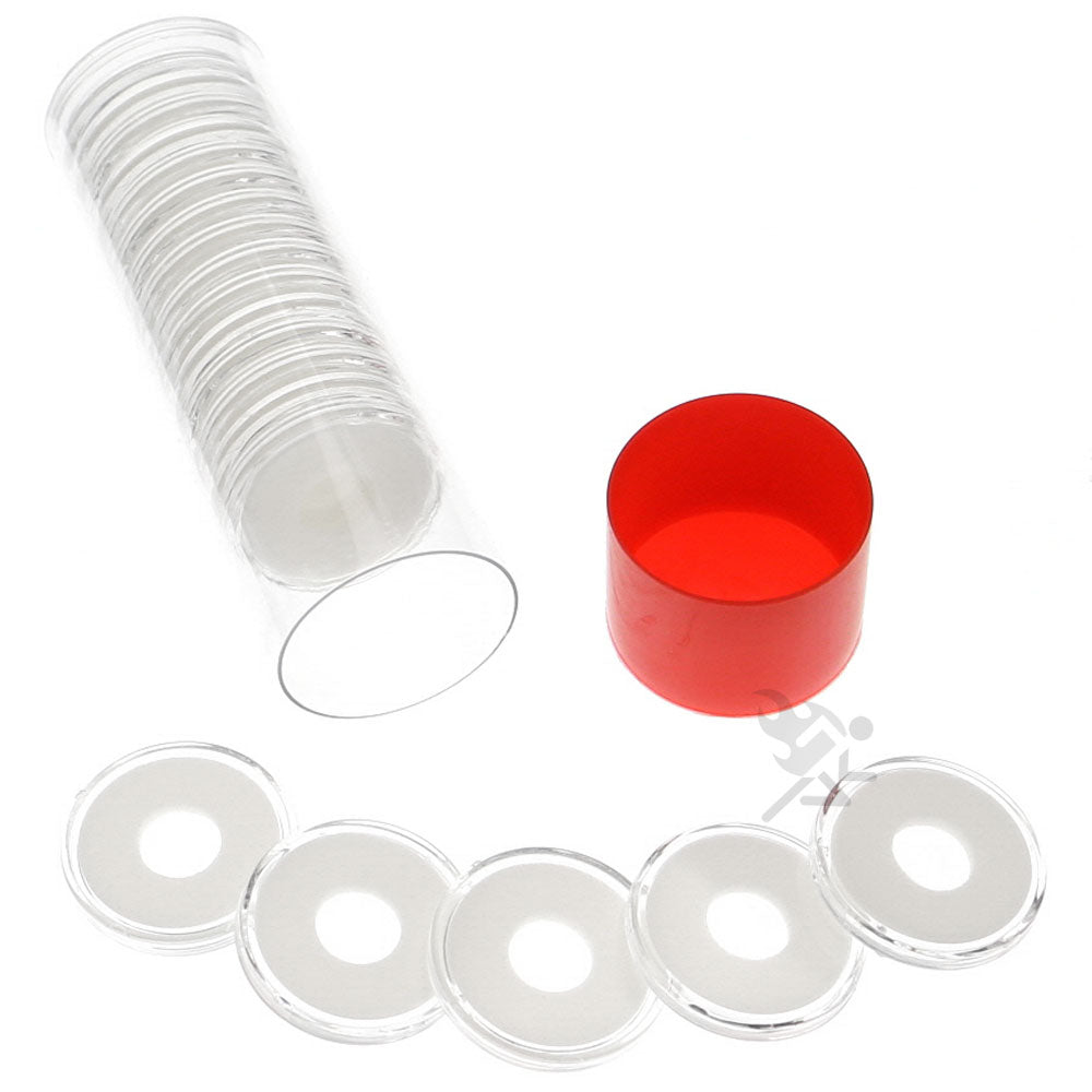 Capsule Tube & 20 Ring Fit 11mm Coin Holders