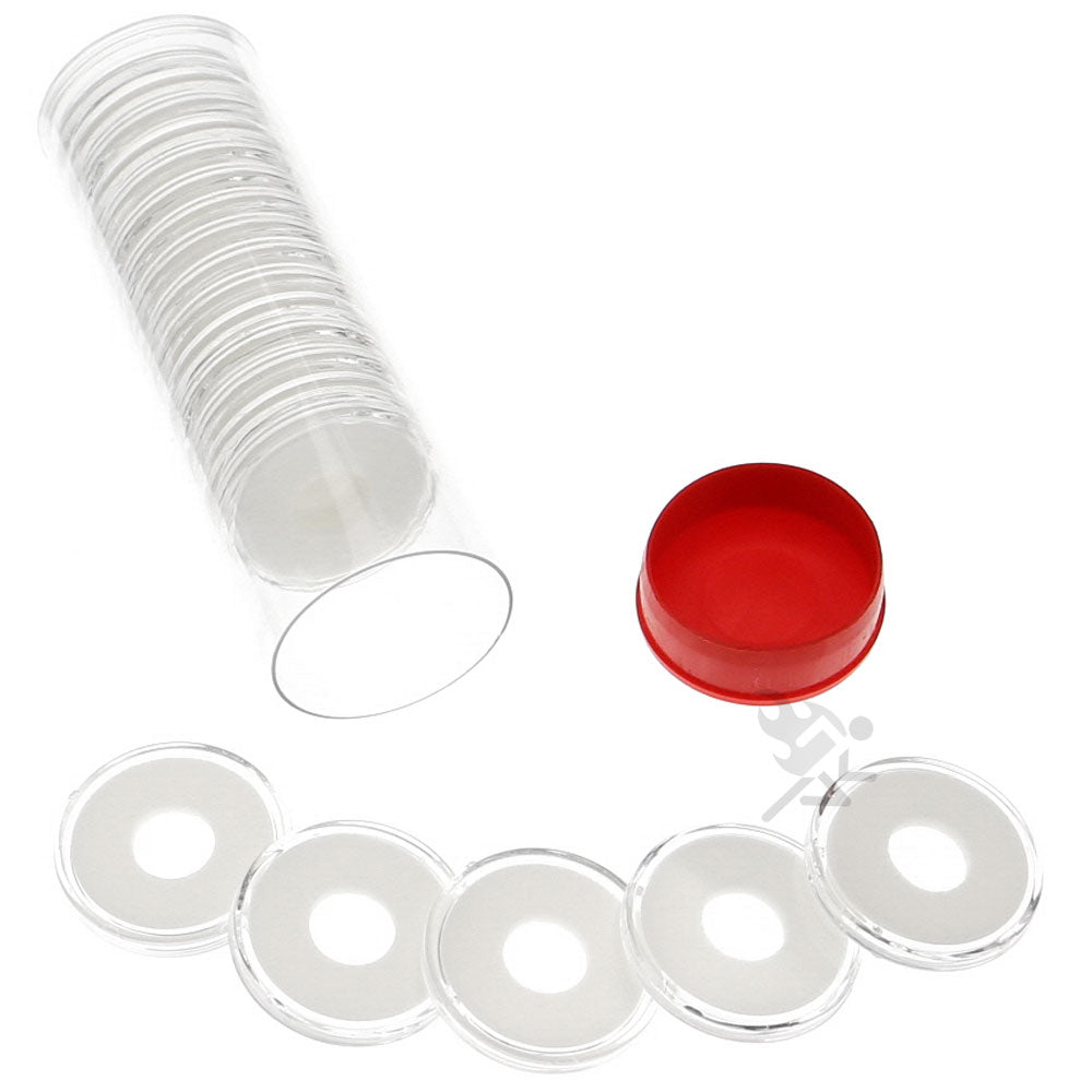 Capsule Tube & 20 Ring Fit 11mm Coin Holders