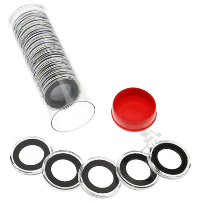 Capsule Tube & 20 Ring Fit 18mm Coin Holders for US Dimes