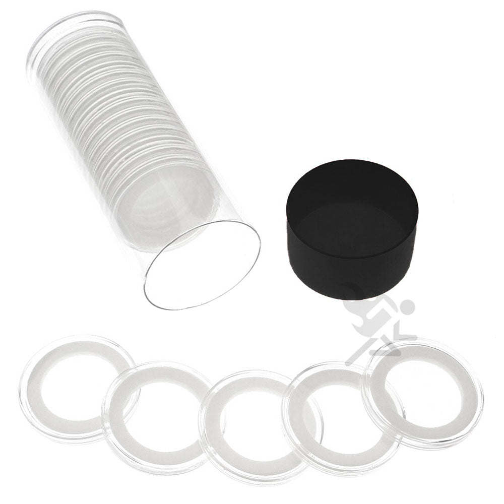 Capsule Tube & 20 Ring Fit 29mm Coin Holders for 1/2oz Gold Libertad