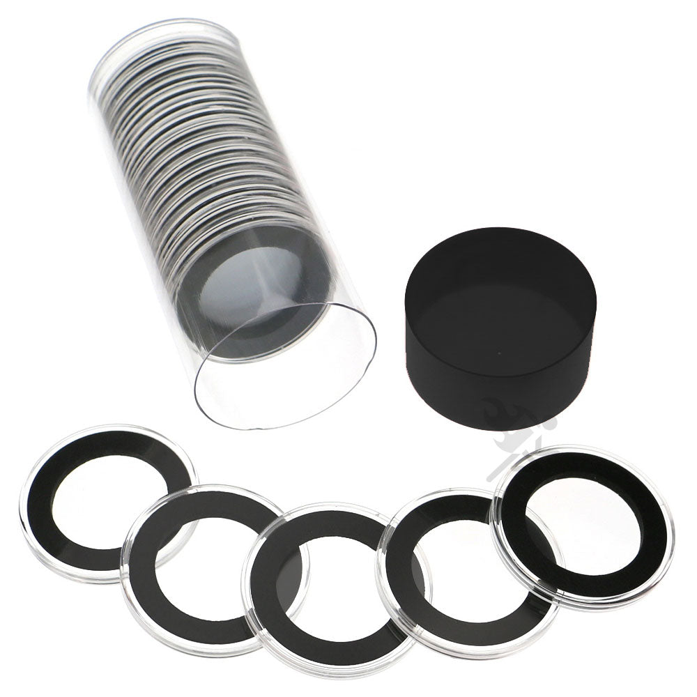 Capsule Tube & 20 Ring Fit 33mm Coin Holders for 1/2oz Silver Libertad