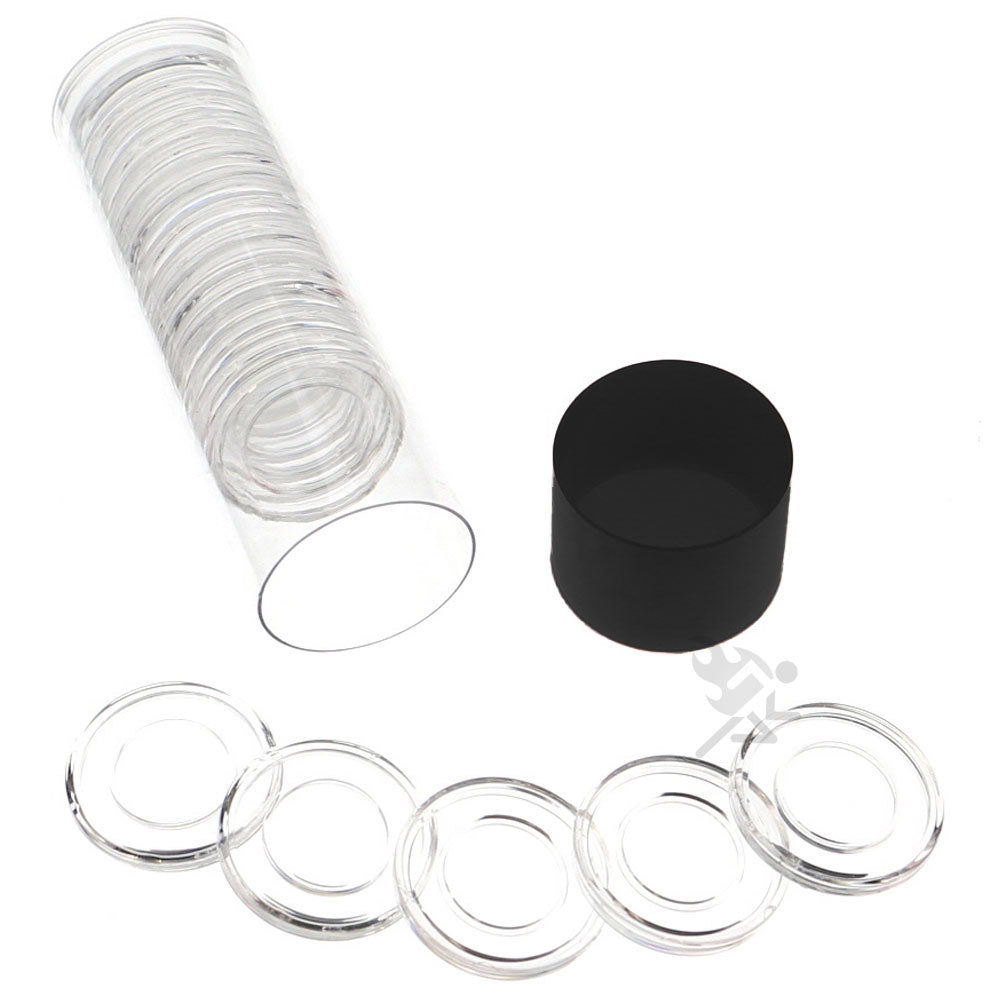 Capsule Tube & 20 Direct Fit 16.5mm Coin Holders for 1/10oz Gold Eagles