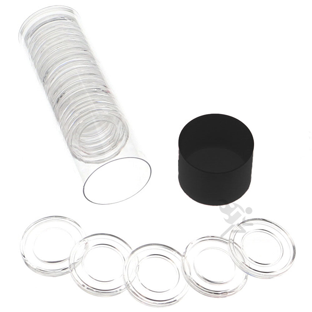 Capsule Tube & 20 Direct Fit 18mm Coin Holders for US Dimes