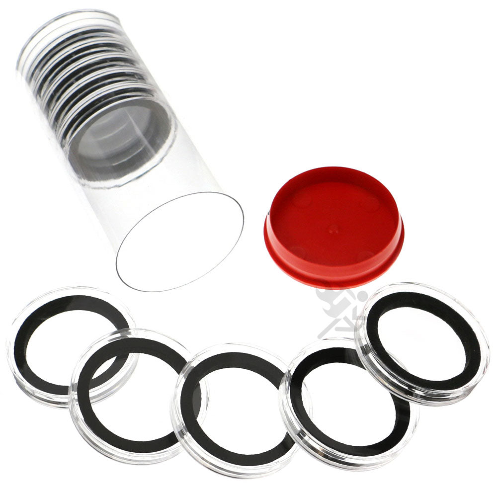 Capsule Tube & 10 High Relief 38mm Ring Fit Coin Holders for 2oz Queen's Beast