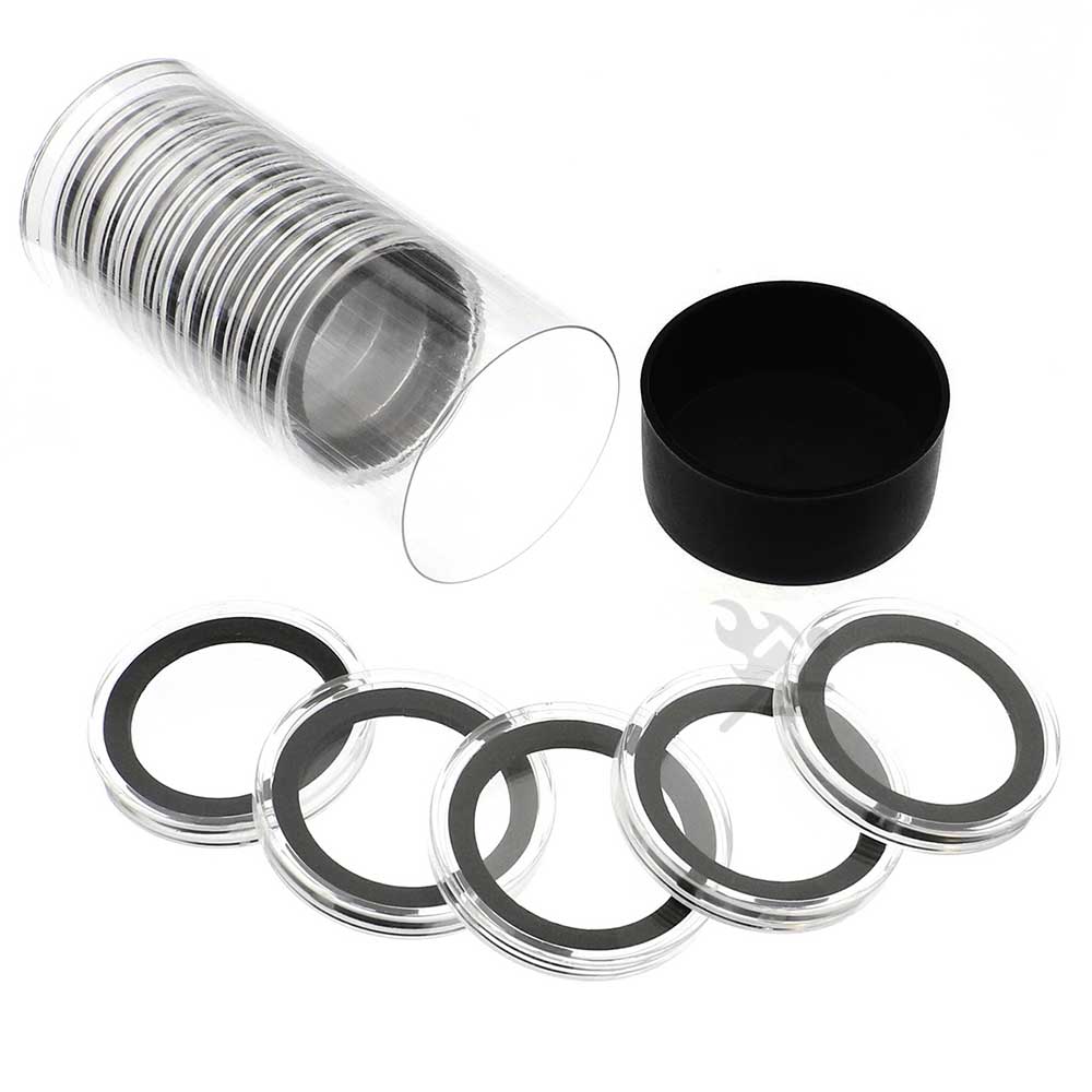 Capsule Tube & 15 Ring Fit X38mm Coin Holders for 1.5oz Canadian Wildlife Coins
