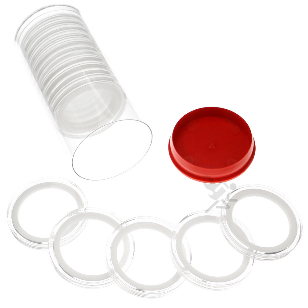 Capsule Tube & 15 Ring Fit X40mm Coin Holders for 2oz Gold Kangaroo