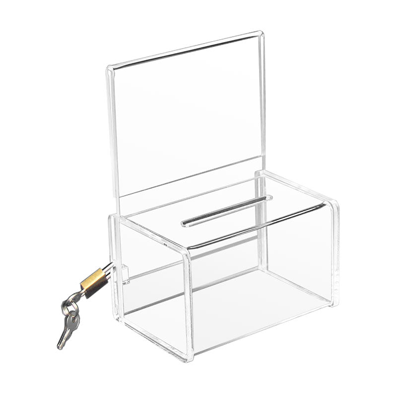 Mini Collection Box with Sign Holder & Lock (5.5 x 3.5 x 3.19)