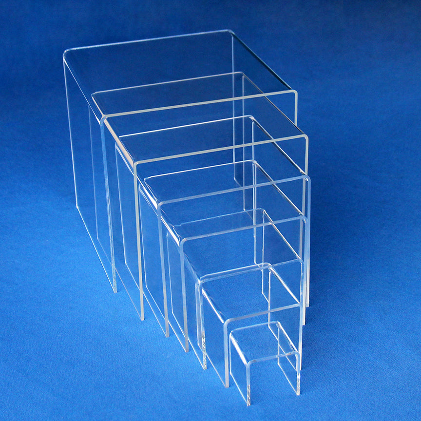 Clear Acrylic 7-Piece Large Square Riser Set Display Stands