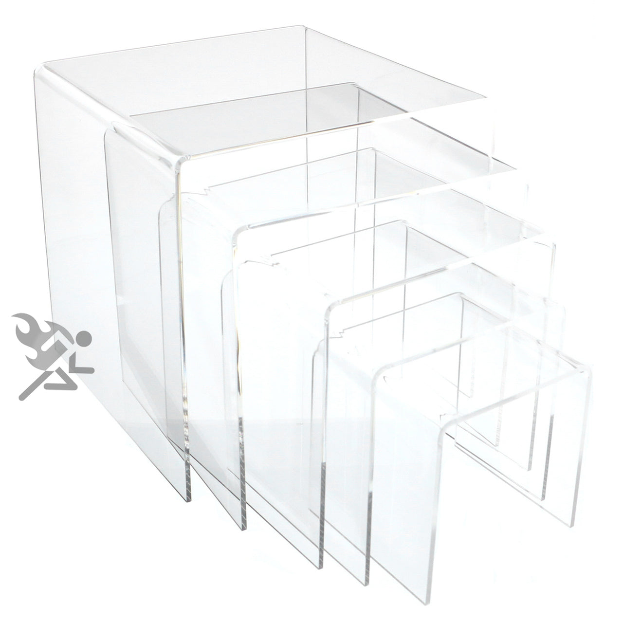 Clear Acrylic 1/8" Large Square Riser 5 Piece Set Display Stands