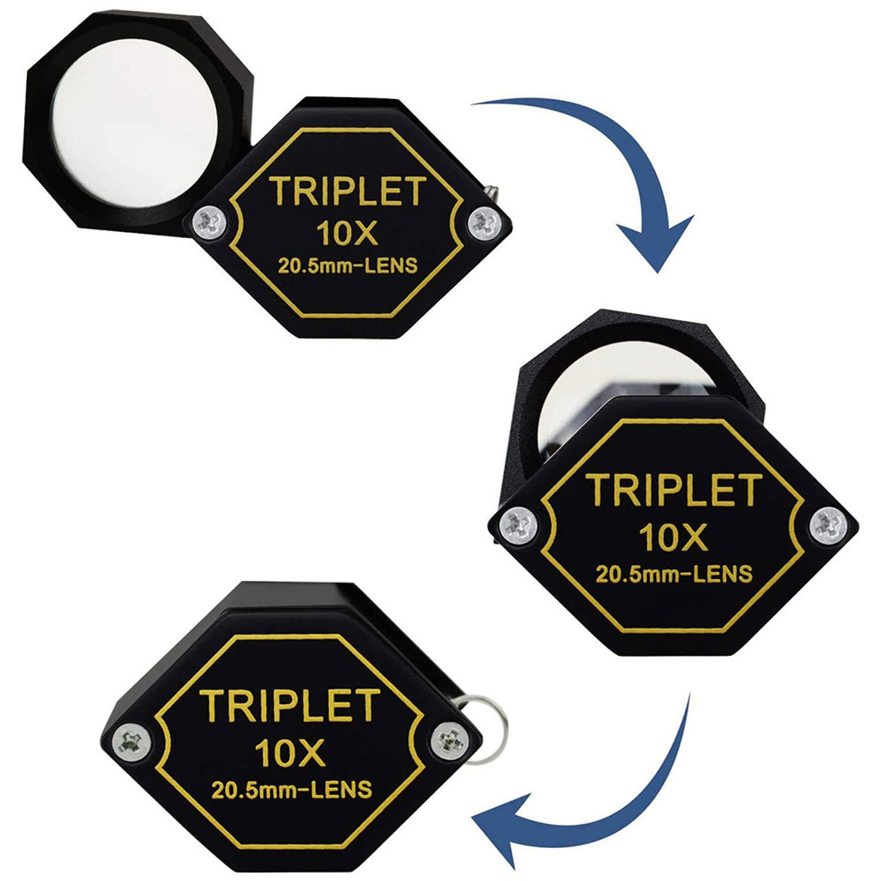 Polygon Magnifier Triplet 10x - 20.5mm Hexagonal Loupe