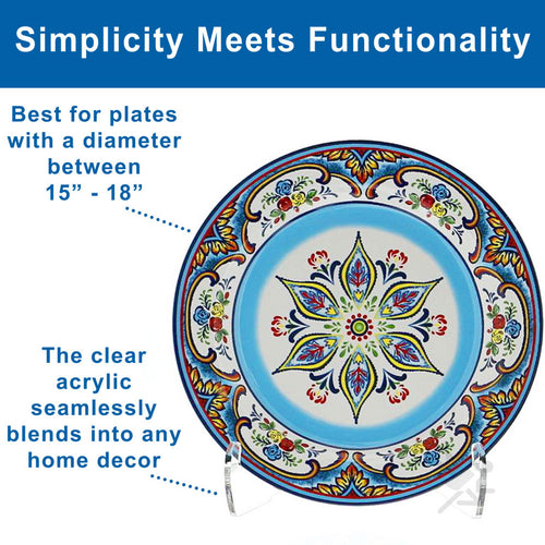 Acrylic 12-inch Heavy Duty Plate Display Stand for 15" - 18" Plates Chargers Frames