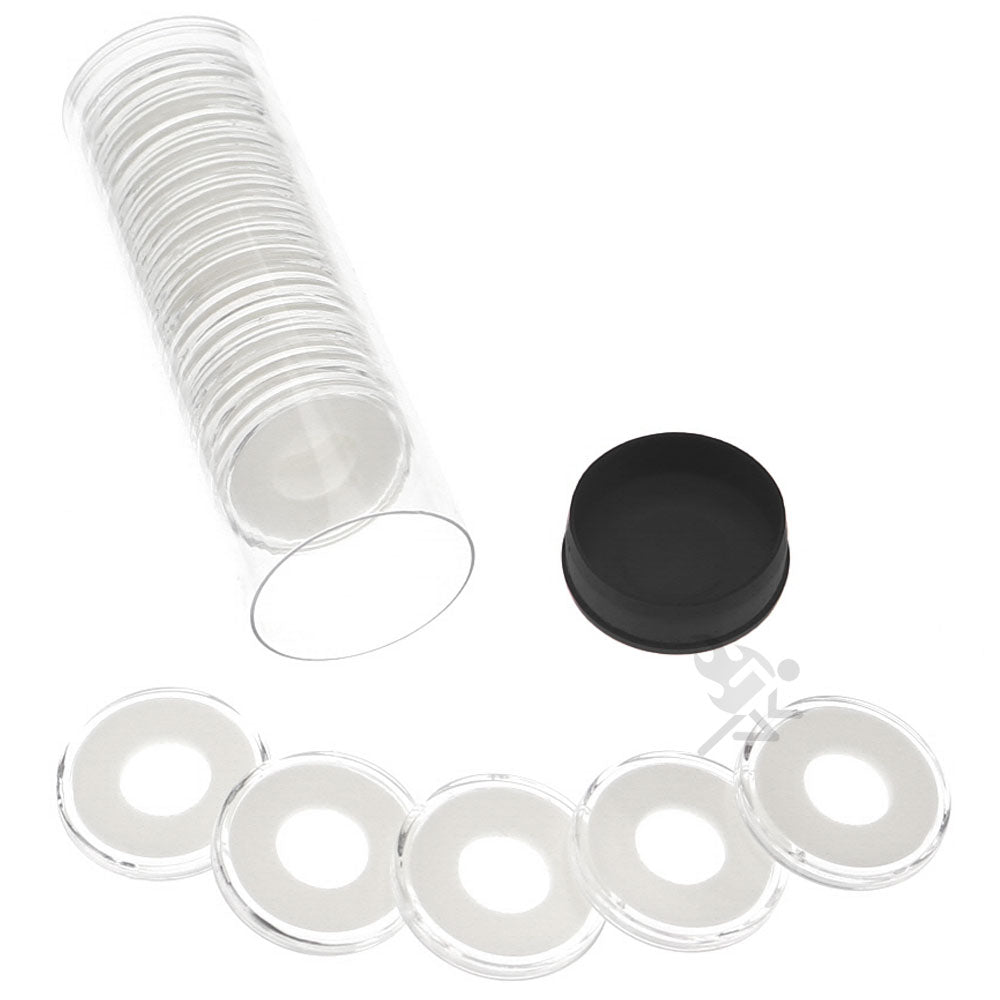 Capsule Tube & 20 Ring Fit 12mm Coin Holders for 1/20oz Gold Britannia ...